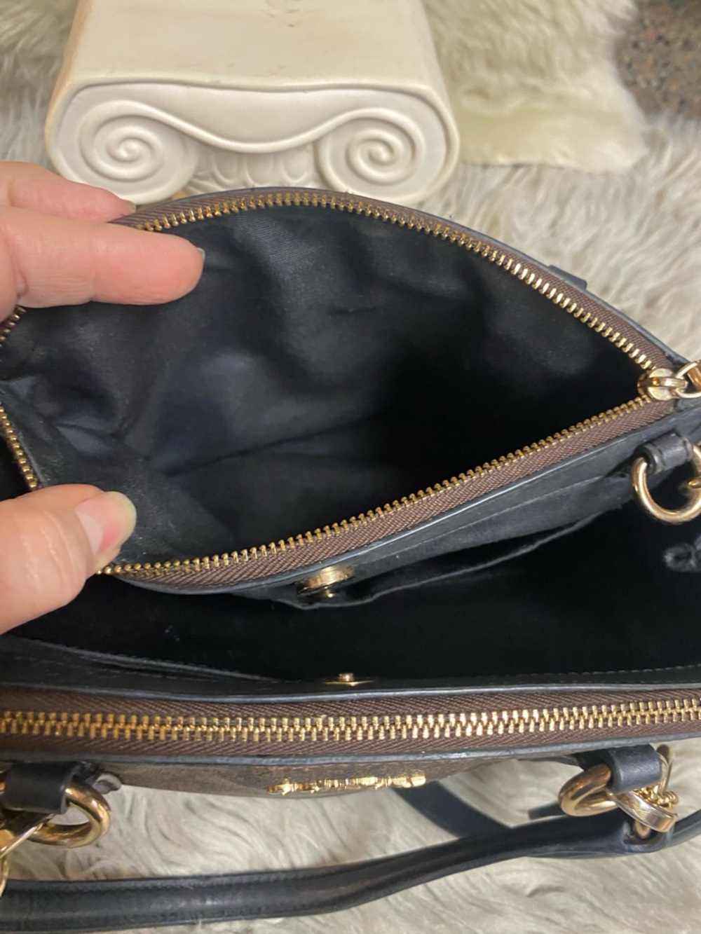 Coach Signature Mini Bennett Satchel Brown Black Gold Hardware Crossbody - Picture 10 of 16